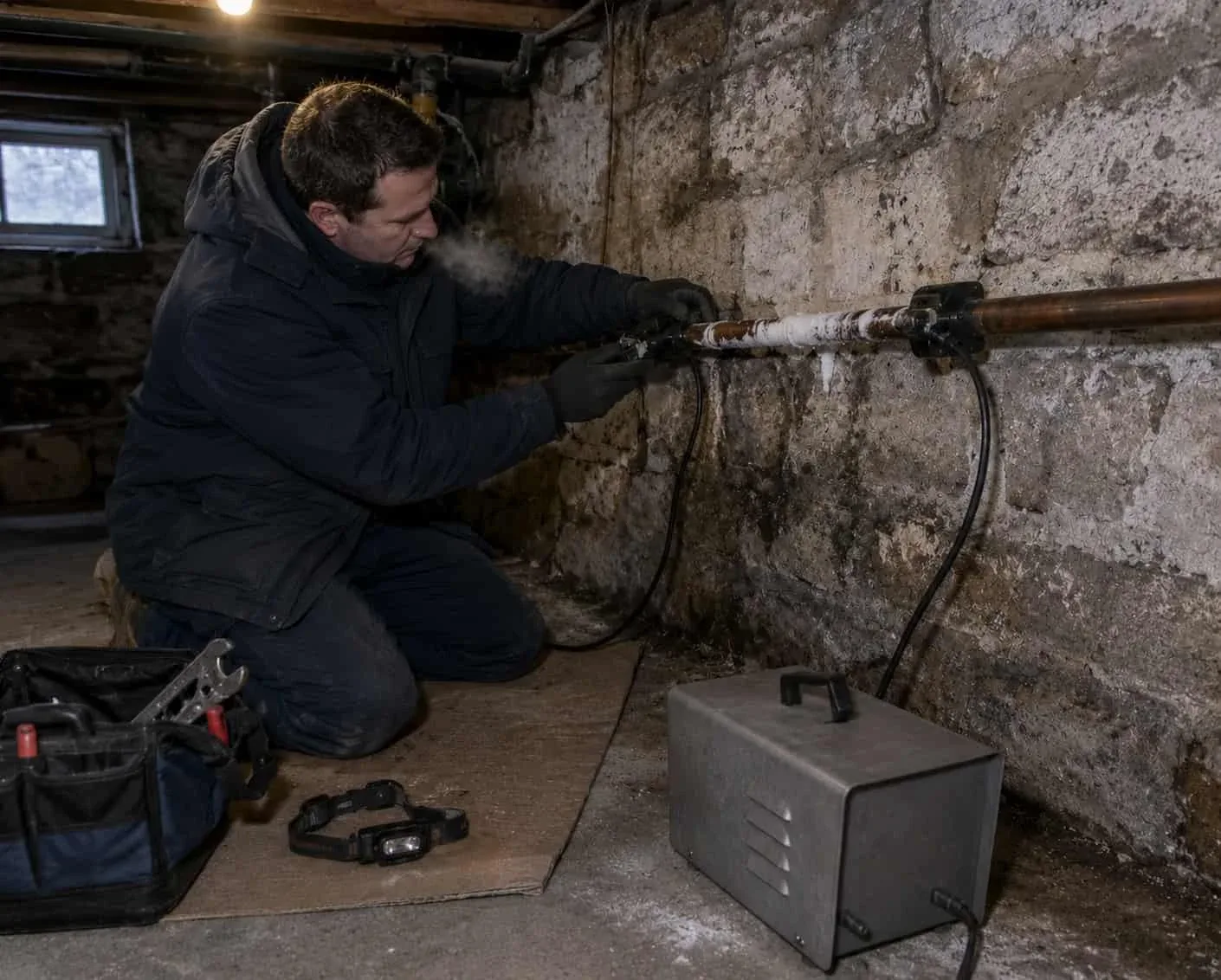 Thawed copper pipe in a Bramalea basement
